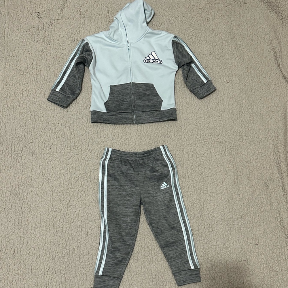 Adidas Two-Tone Gray Tracksuit with White Accents